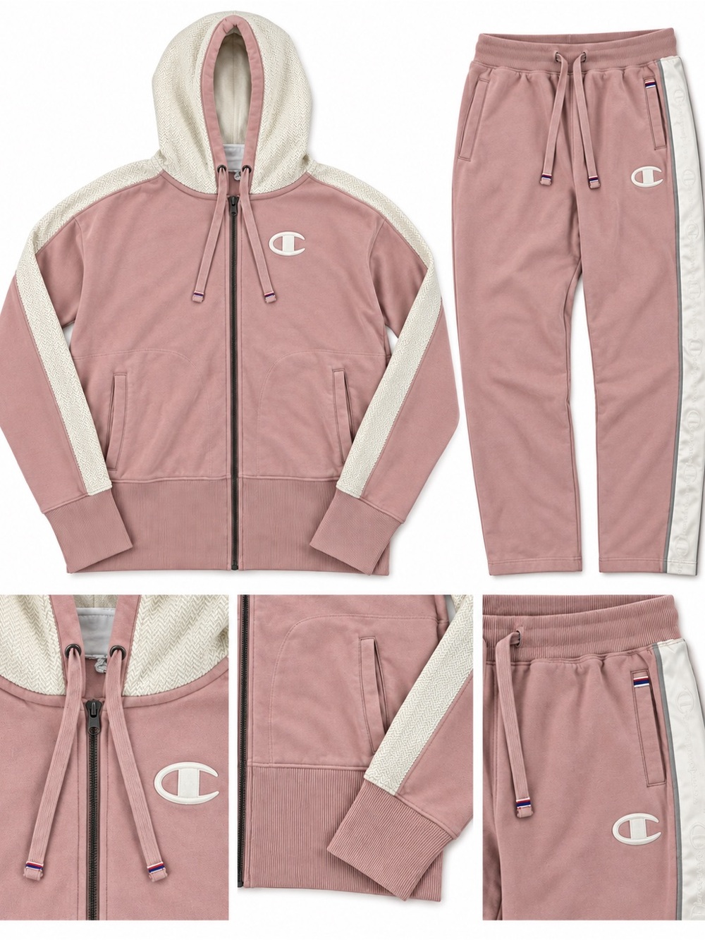 Champion Pink and Cream Zip Hoodie & Joggers Set